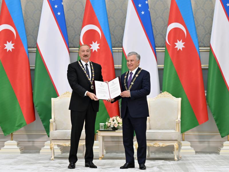 Daşkənddə Azərbaycan və Özbəkistan prezidentlərinin təltifolunma mərasimi keçirilib