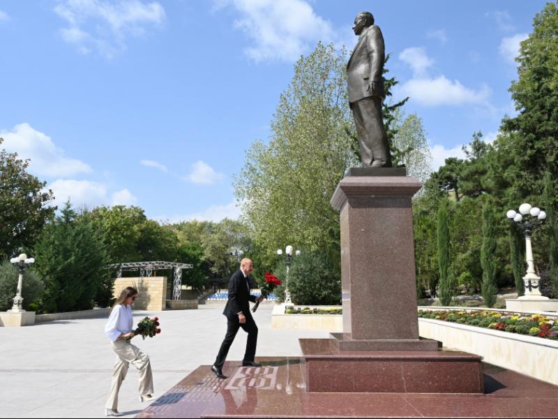 Президент Ильхам Алиев и первая леди Мехрибан Алиева совершили поездку в Шамахинский район