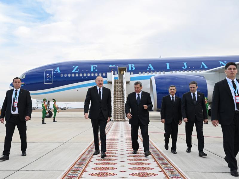 President Ilham Aliyev arrived in Turkmenistan on working visit